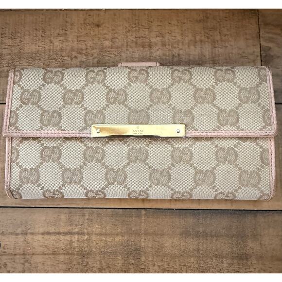 GUCCI Monogram Metal Bar Continental Long Wallet - Picture 1 of 15